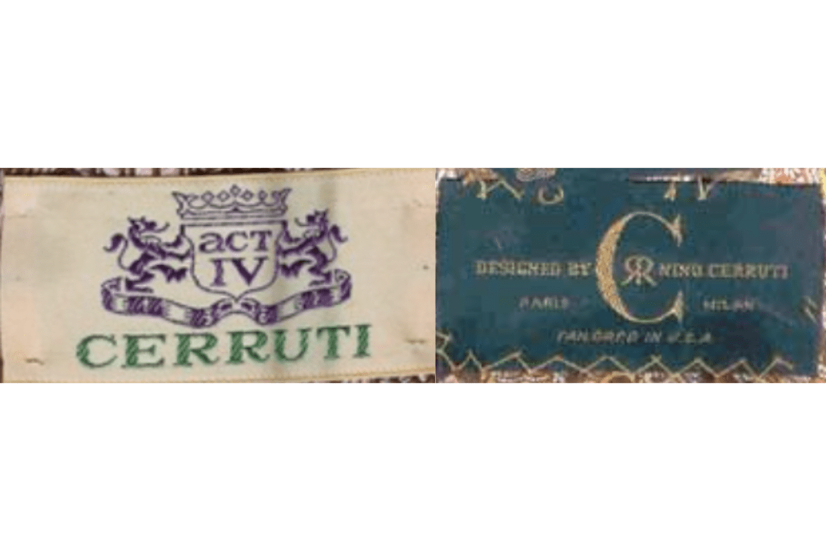 1970s Nino Cerruti Elaborate Tags label
