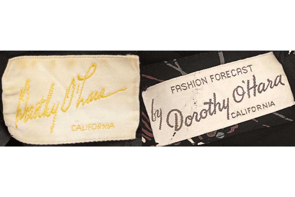 1940s Yellow Embroidery Tags label