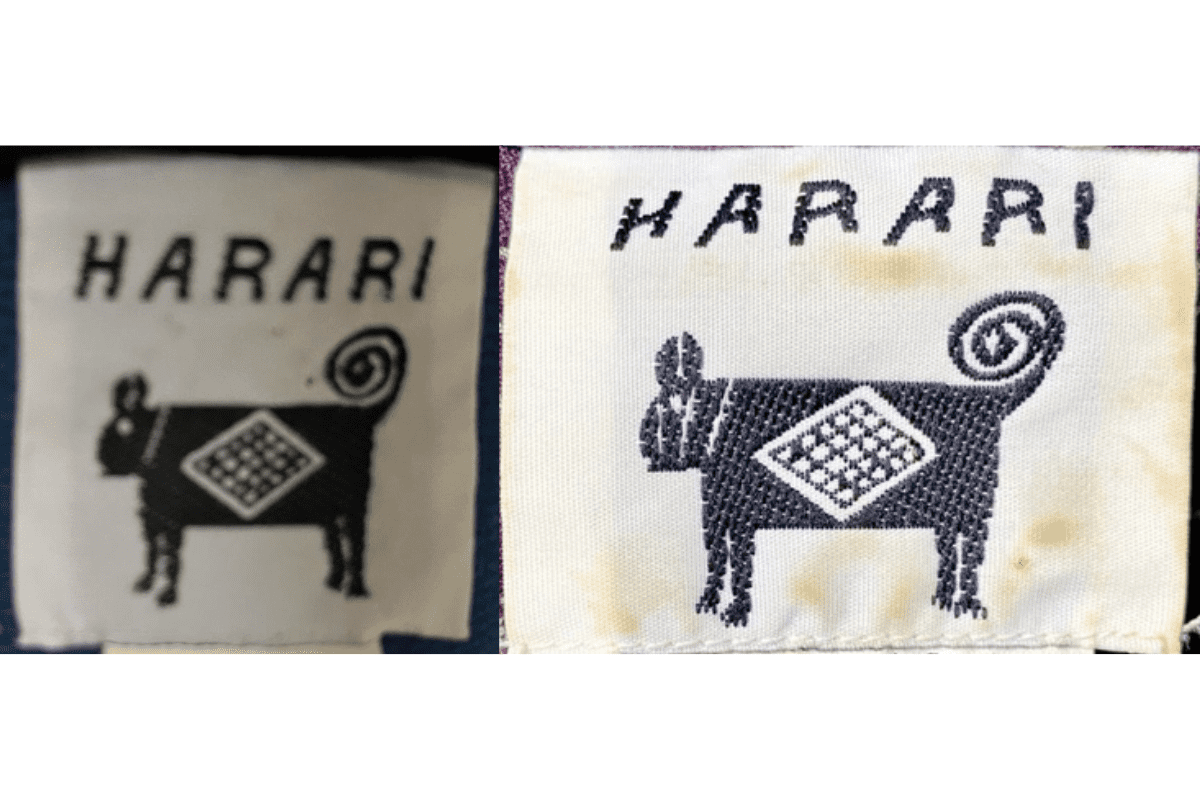 1990s vintage Harari tags label