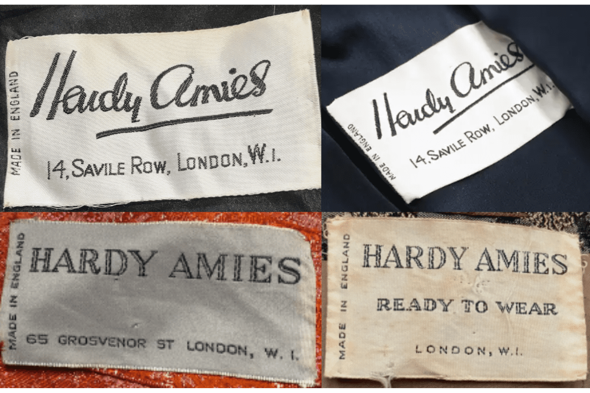 1950s vintage Hardy Amies tags label