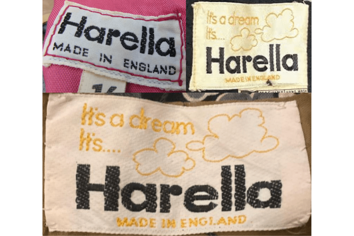 1960s vintage Harella tags label