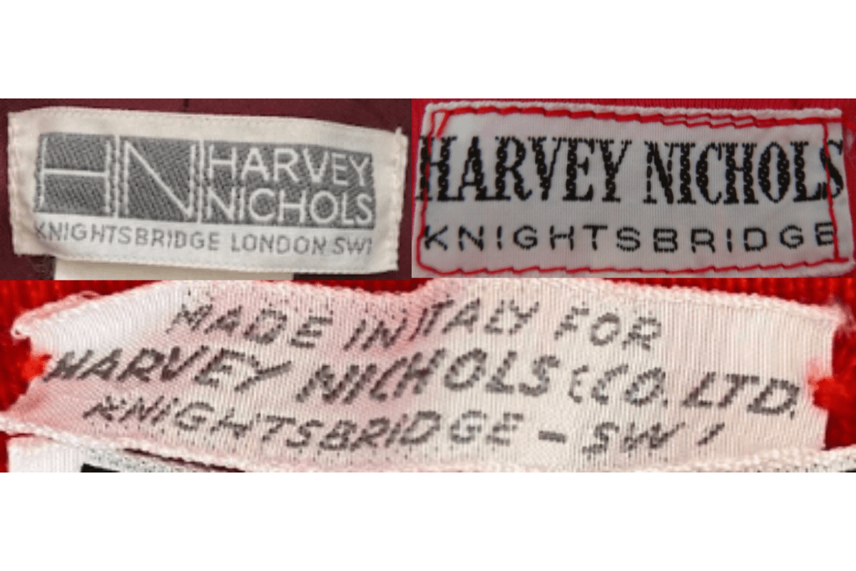 1960s vintage Harvey Nichols tags label
