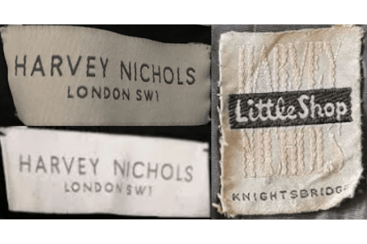 1980s vintage Harvey Nichols tags label