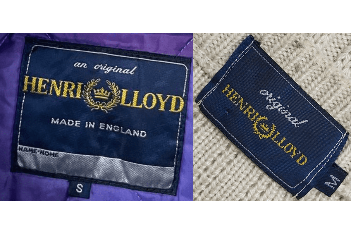 1980s vintage Henri Lloyd tags label
