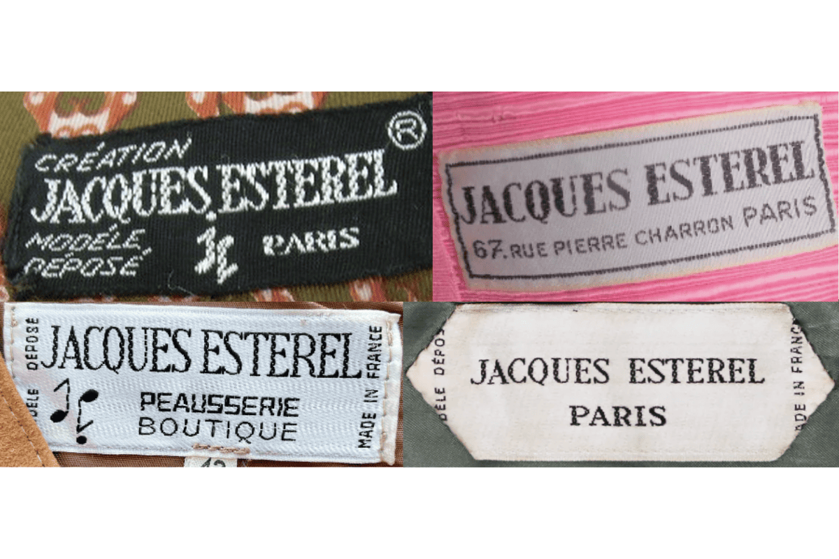 1960s vintage Jacques Esterel tags label