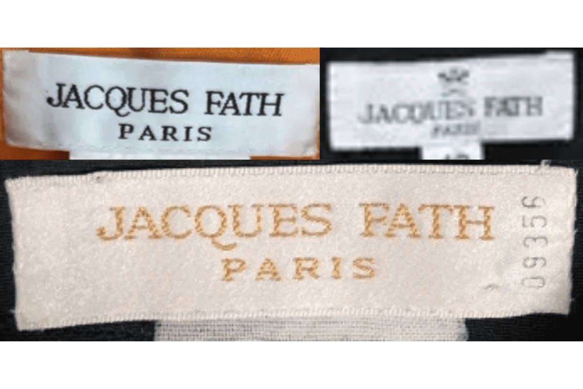 1980s vintage Jacques Fath tags label