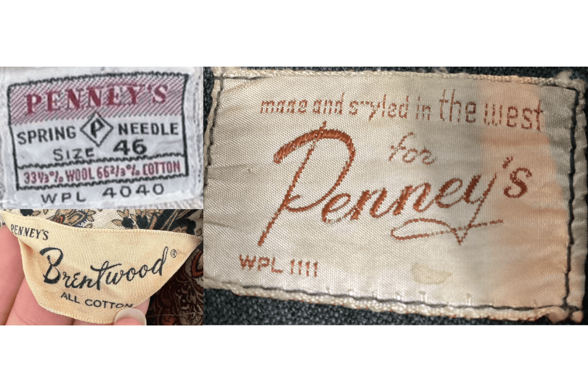1940s vintage JCPenney tags label
