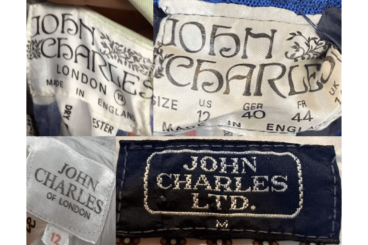 1970s vintage John Charles tags label
