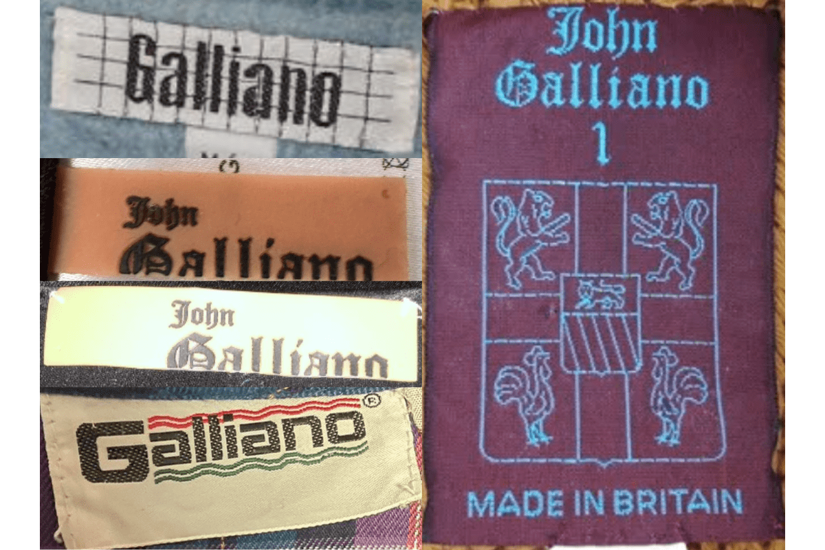 1990s vintage John Galliano tags label