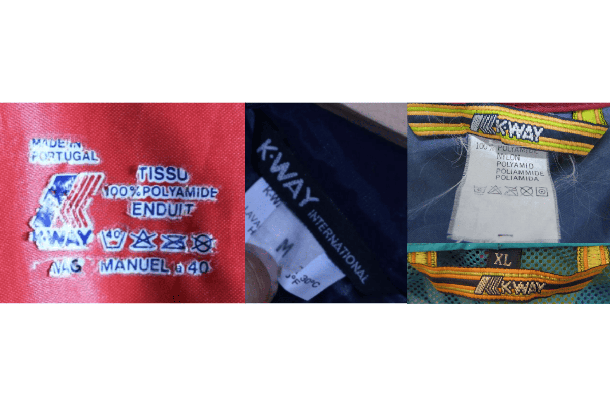 1990s vintage K-Way tags label