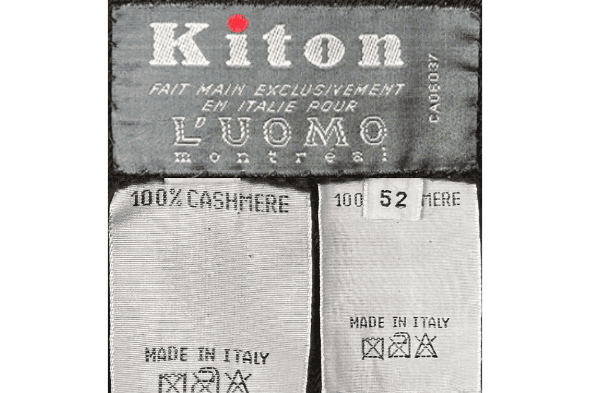 1980s vintage Kiton tags label