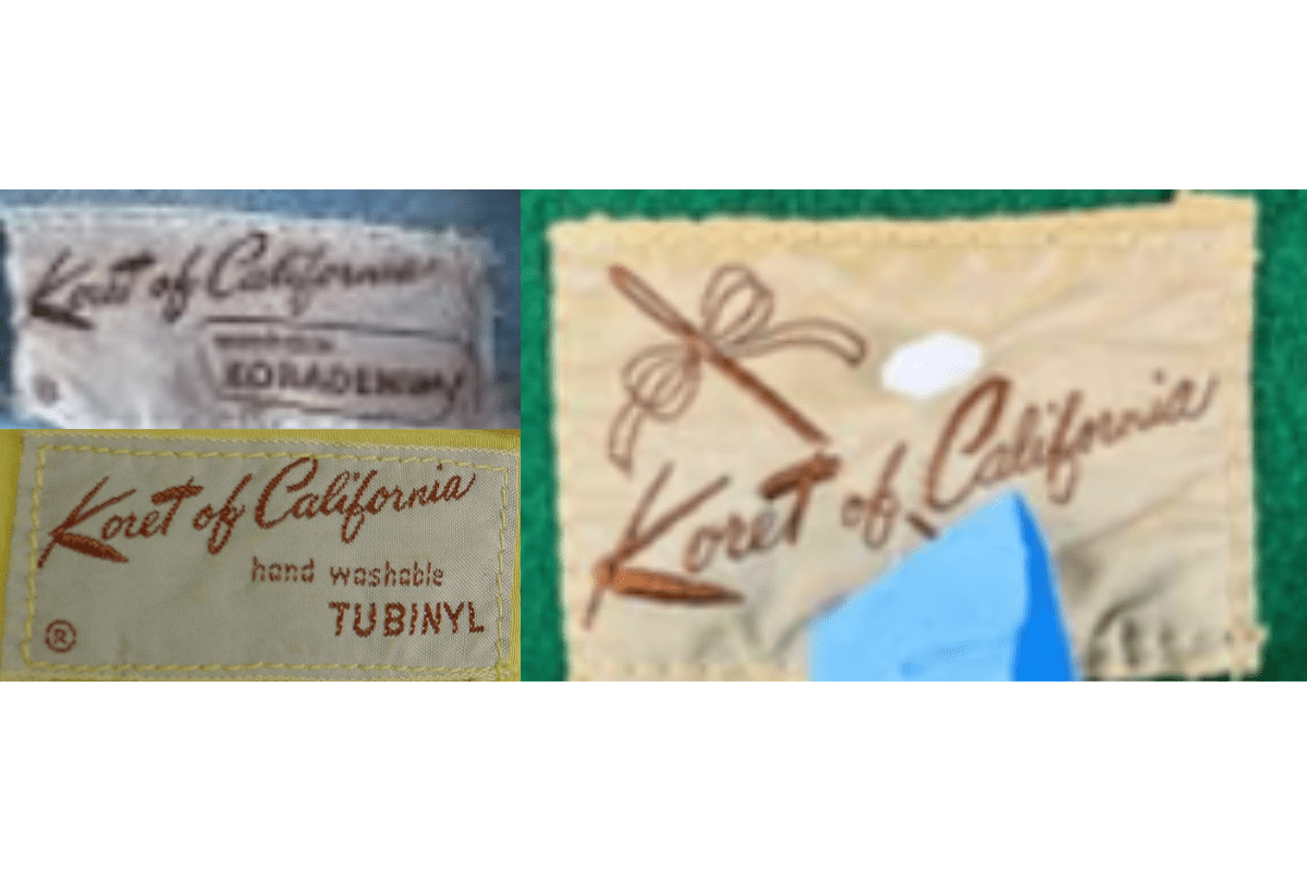 1940s vintage Koret of California tags label