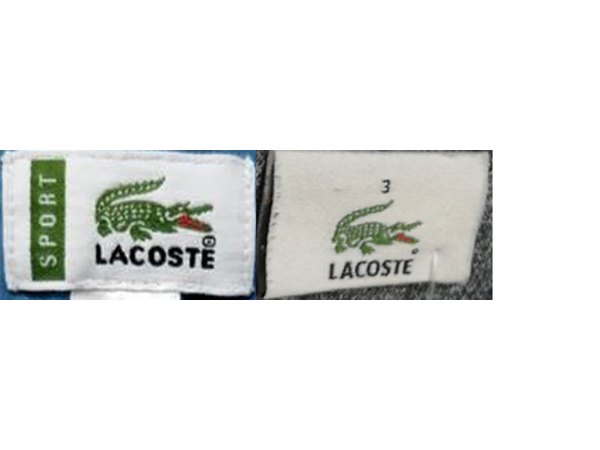 Lacoste Sport, Size Tab label