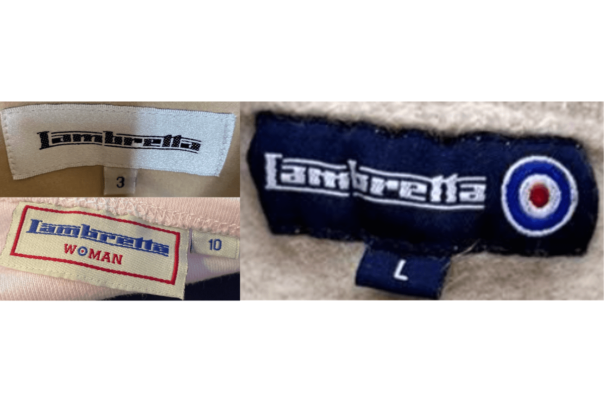 1990s vintage Lambretta tags label