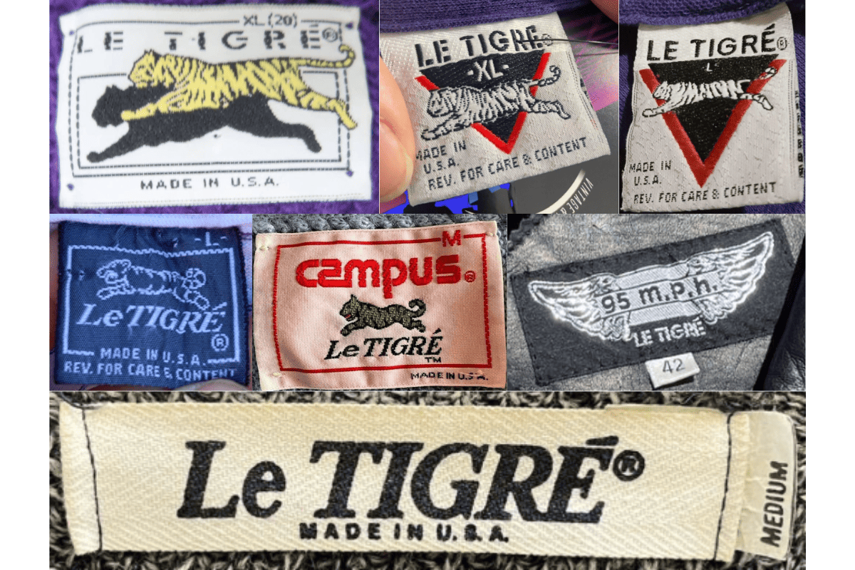 1980s vintage Le Tigre tags label