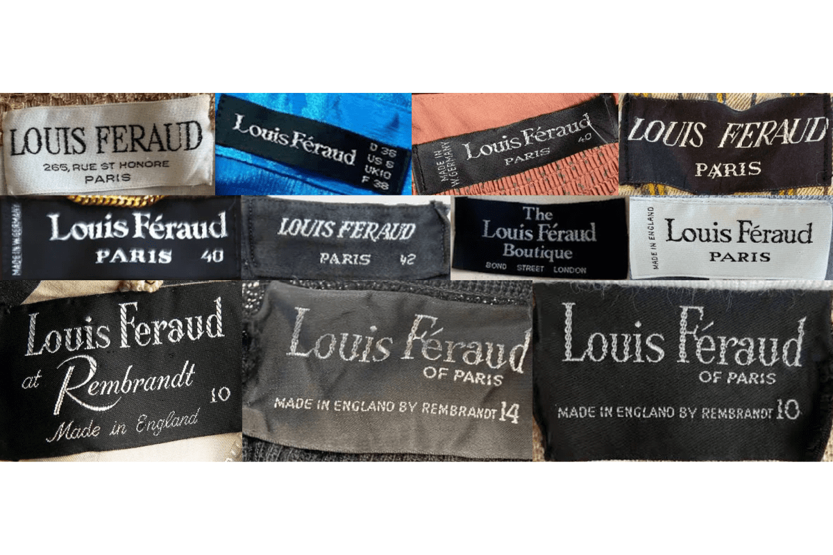 1970s vintage Louis Féraud tags label