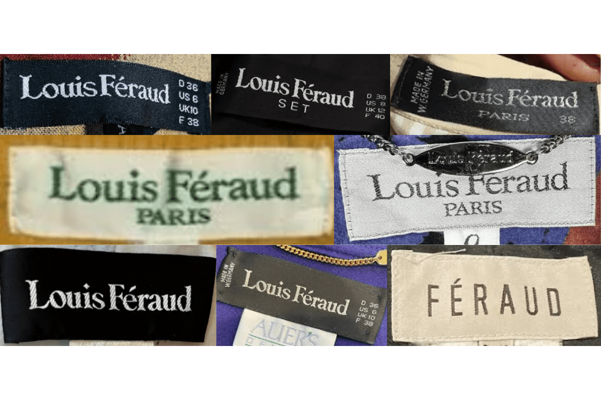 1990s vintage Louis Féraud tags label
