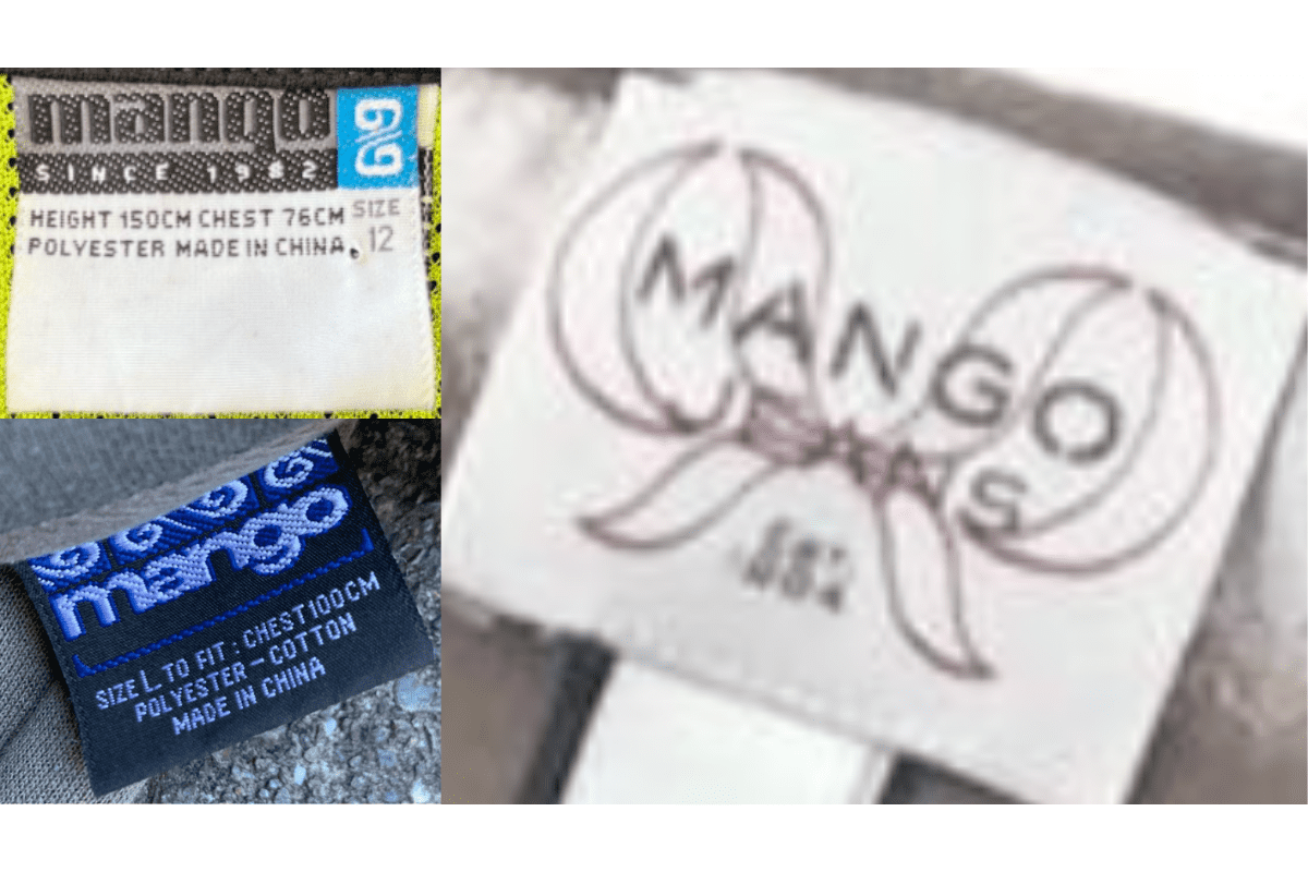 1990s vintage Mango tags label