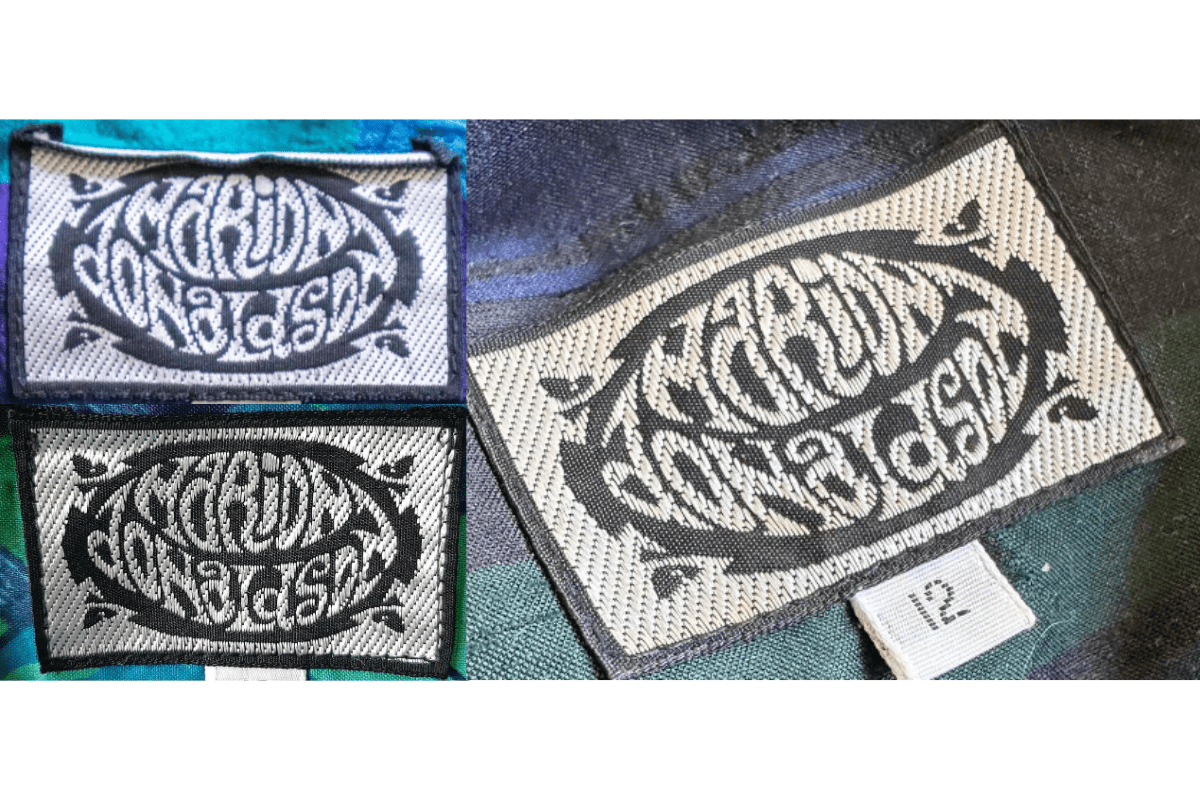1980s vintage Marion Donaldson tags label