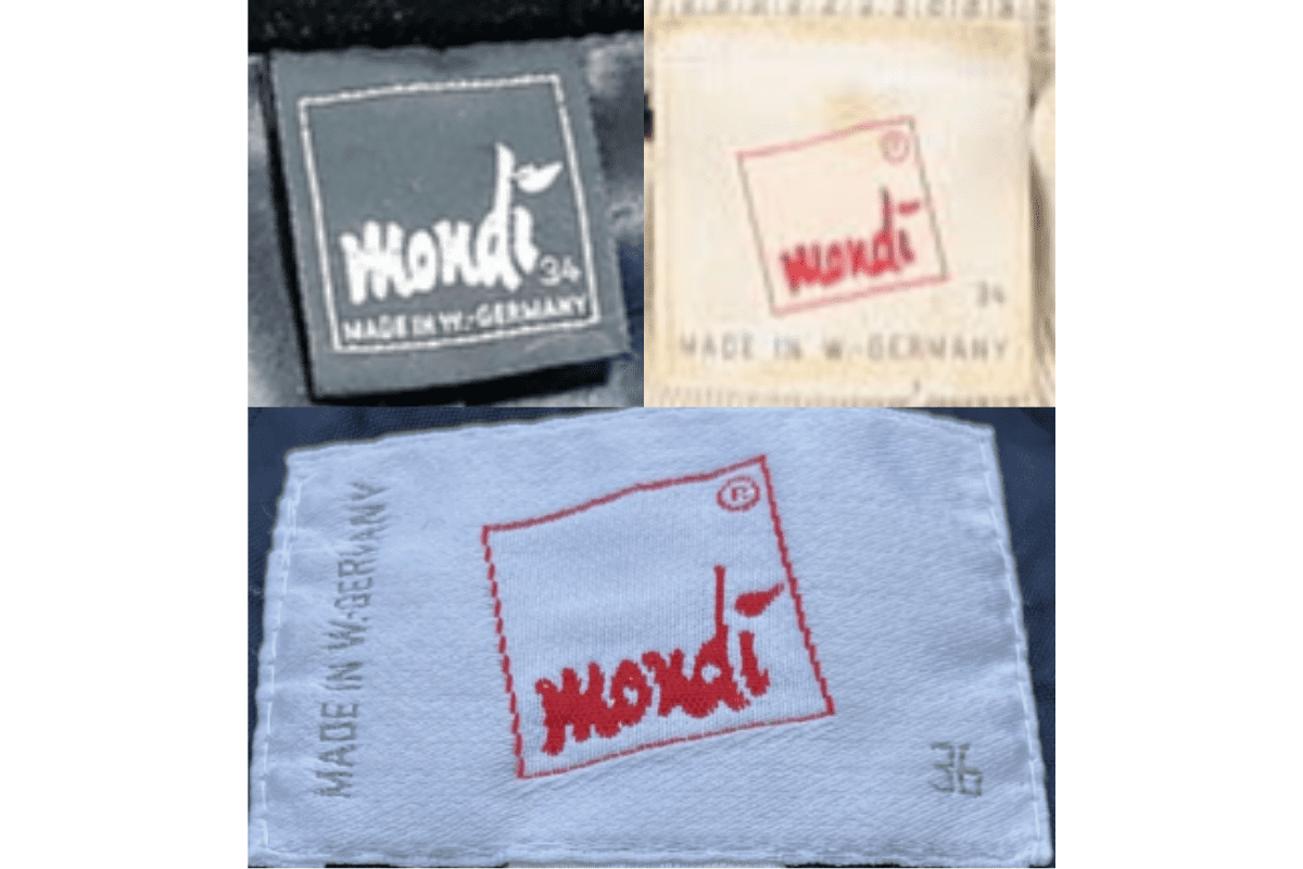1980s vintage Mondi tags label