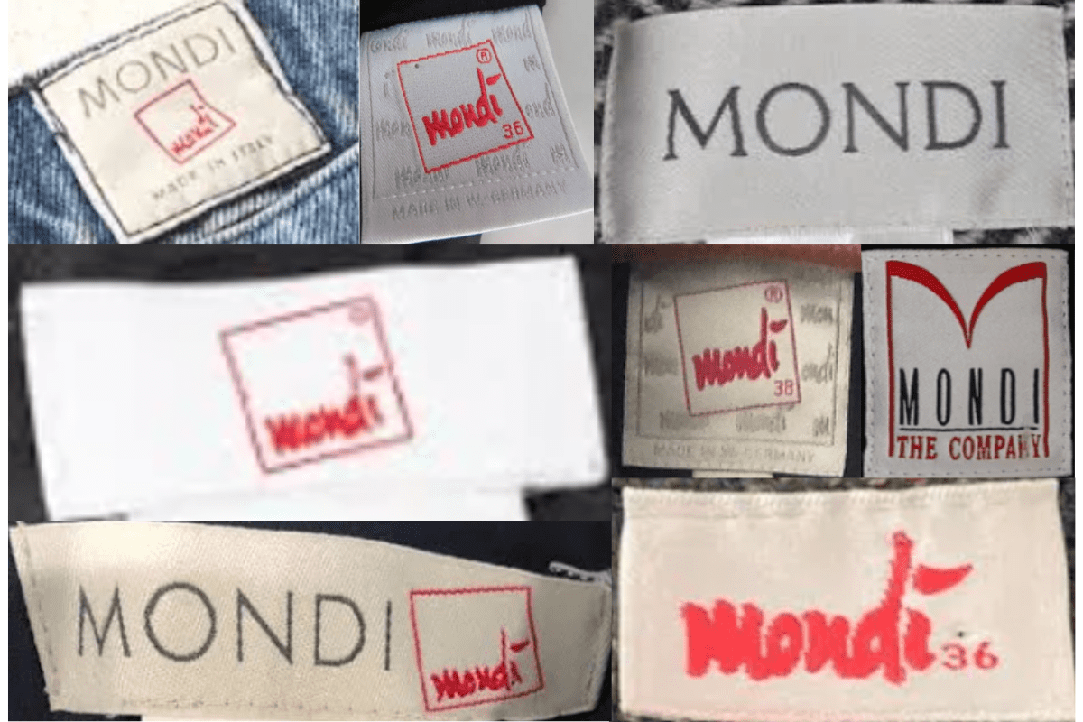 1990s vintage Mondi tags label