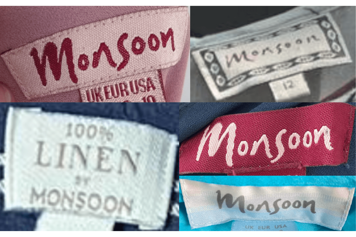 1990s vintage Monsoon tags label