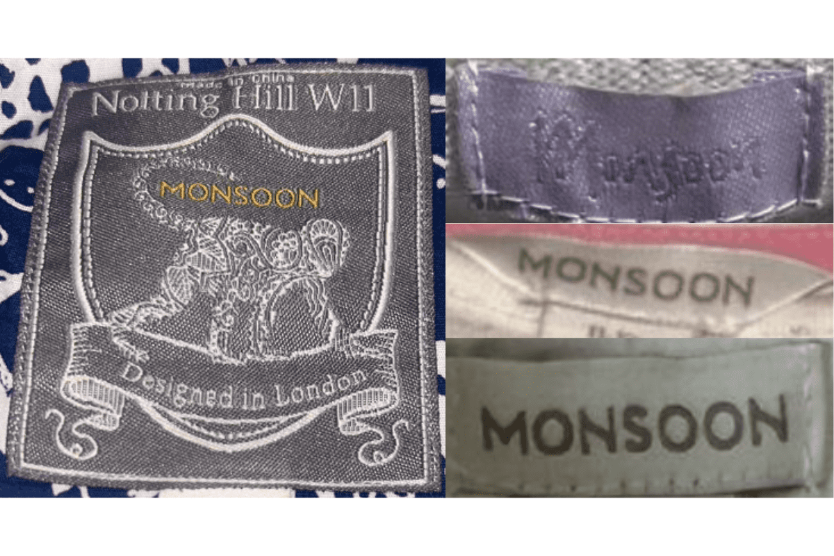 2010s vintage Monsoon tags label