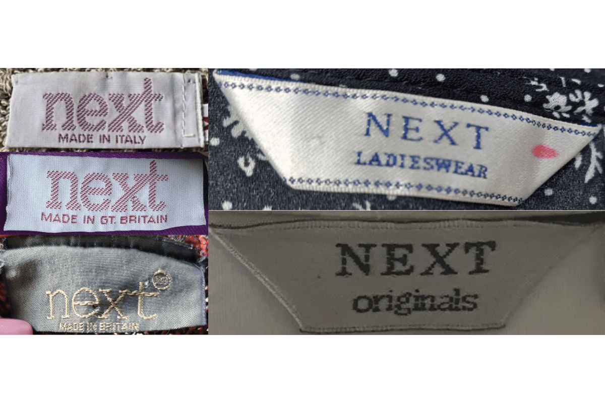 1980s vintage Next tags label