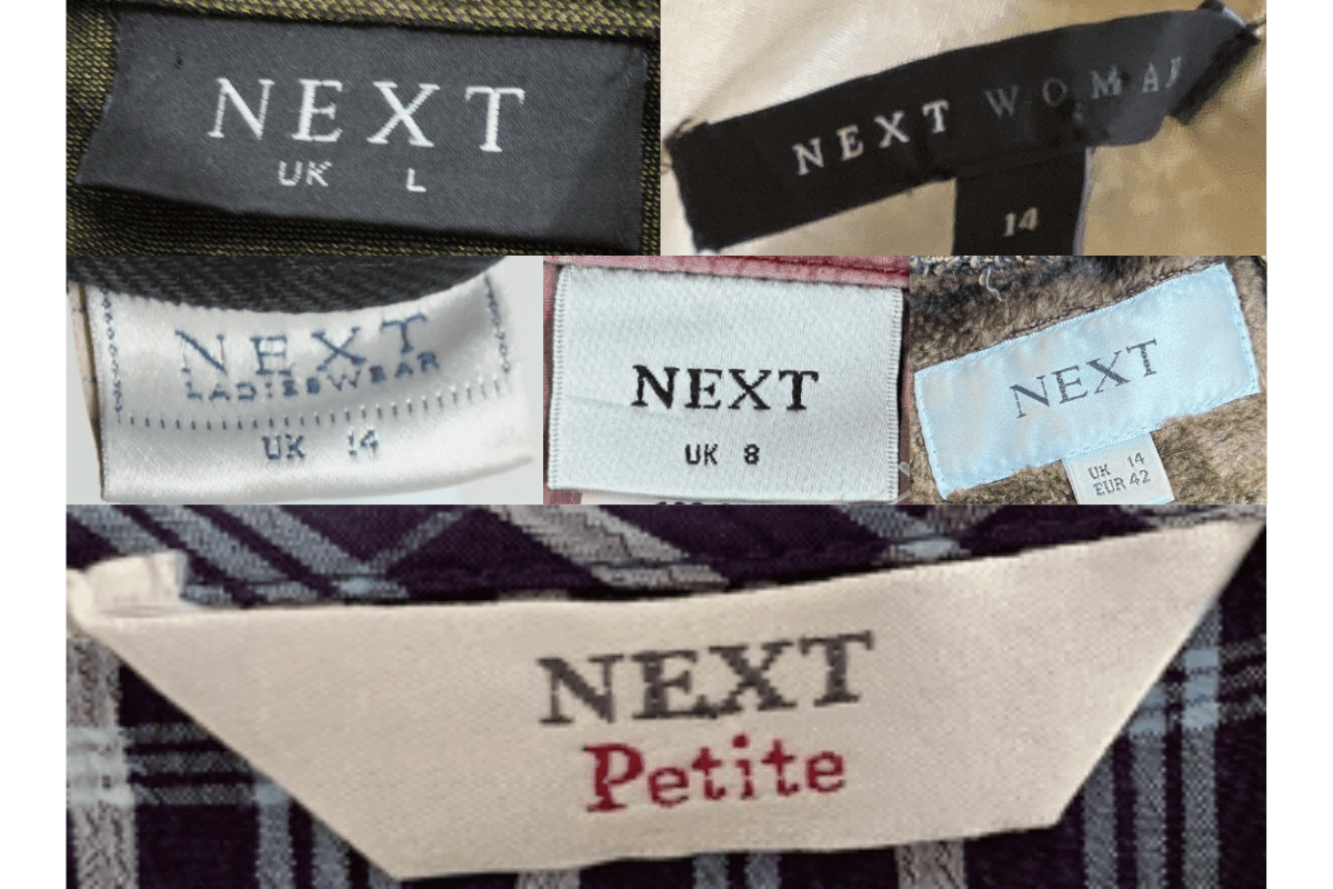 2000s vintage Next tags label
