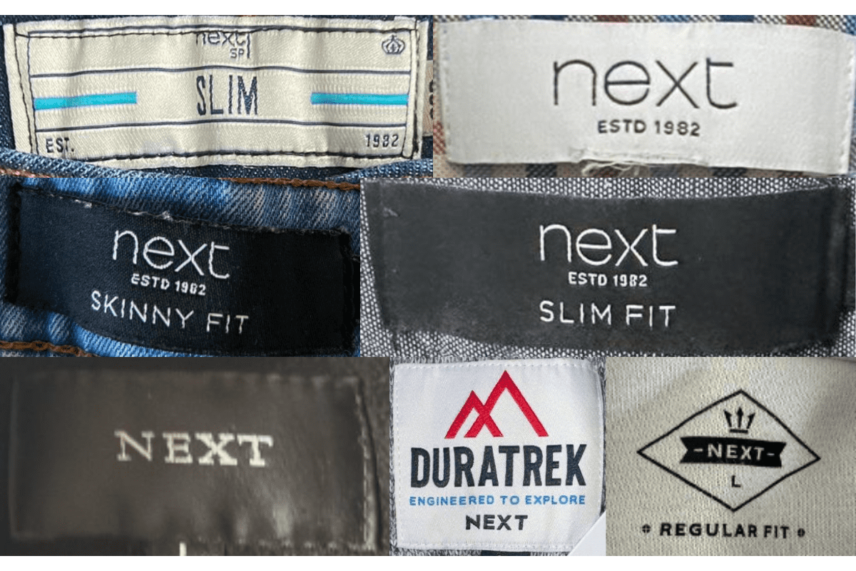 2010s vintage Next tags label