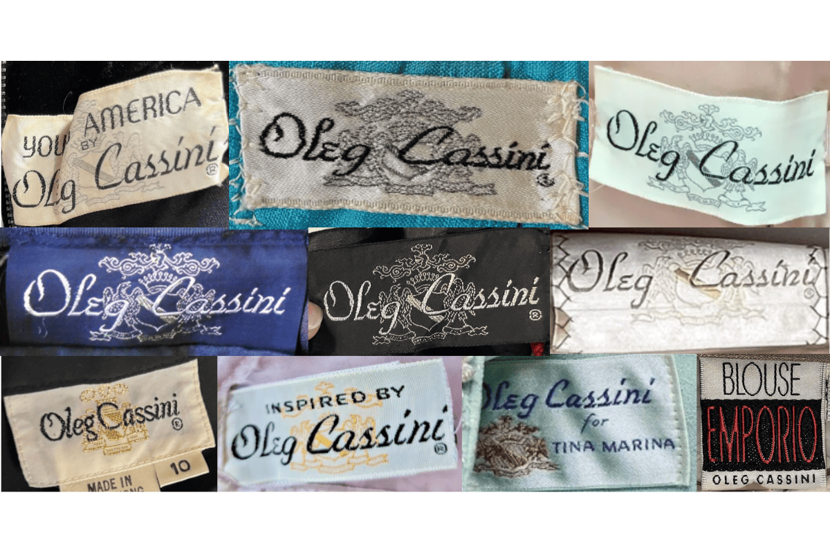 1960s vintage Oleg Cassini tags label