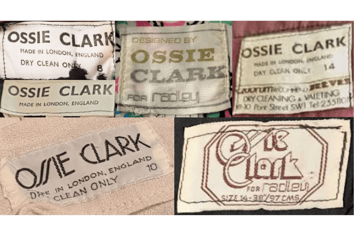 1960s vintage Ossie Clark tags label