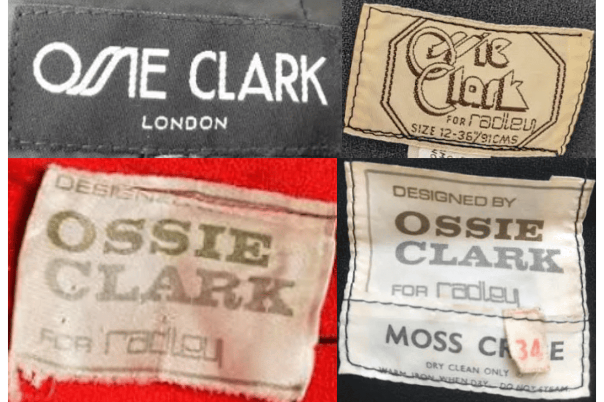 1970s vintage Ossie Clark tags label