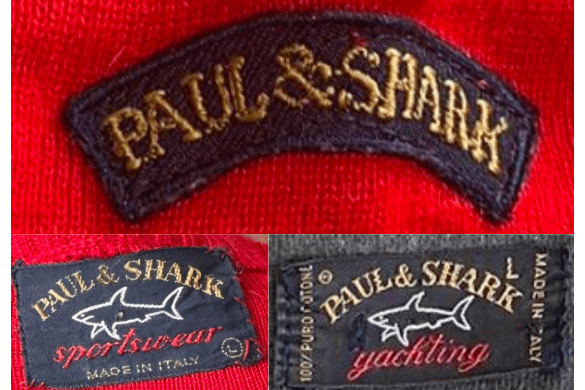 1980s vintage Paul & Shark tags label
