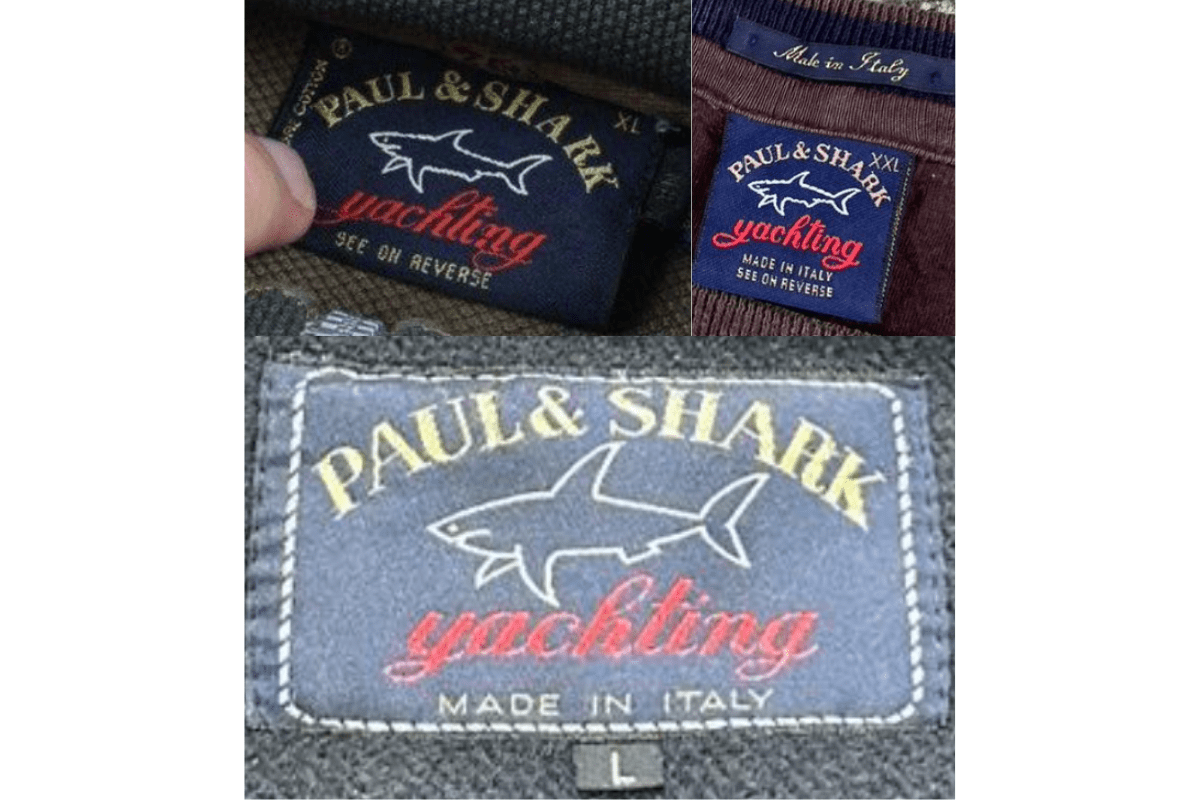 1990s vintage Paul & Shark tags label