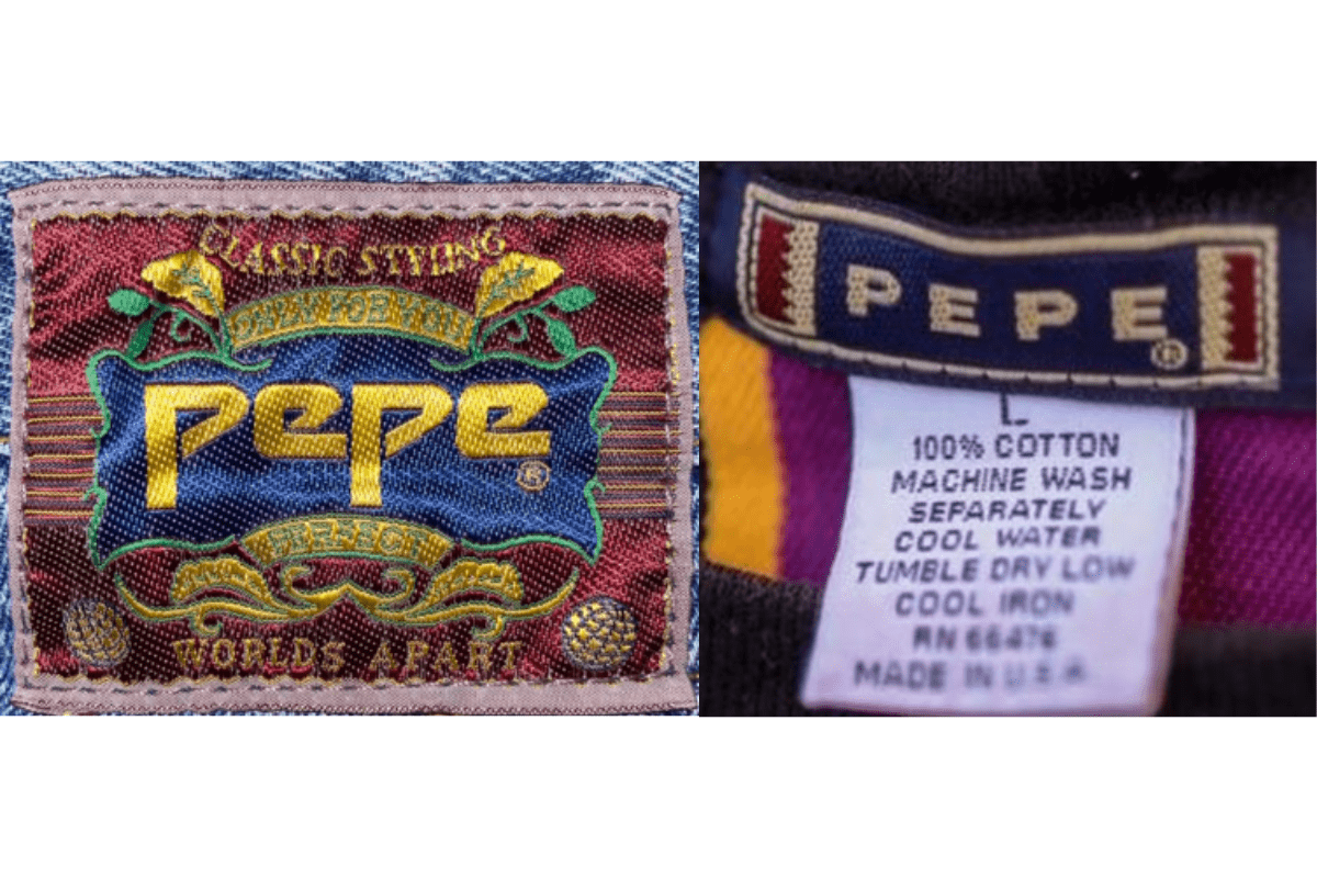 1980s vintage Pepe Jeans tags label