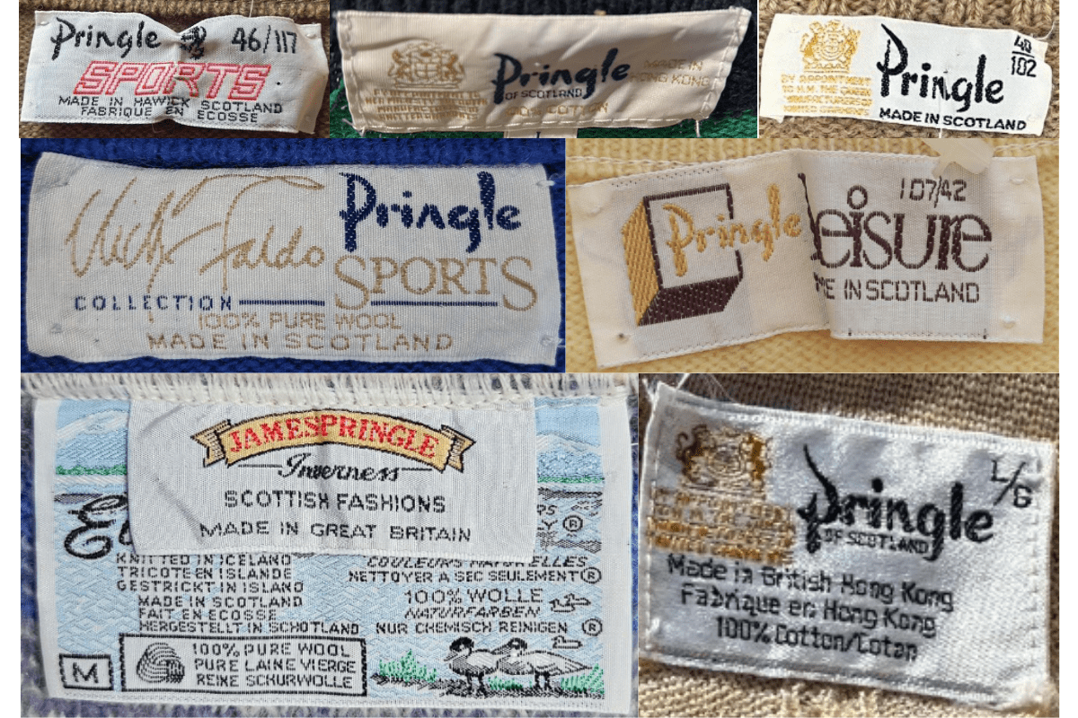 1980s vintage Pringle tags label