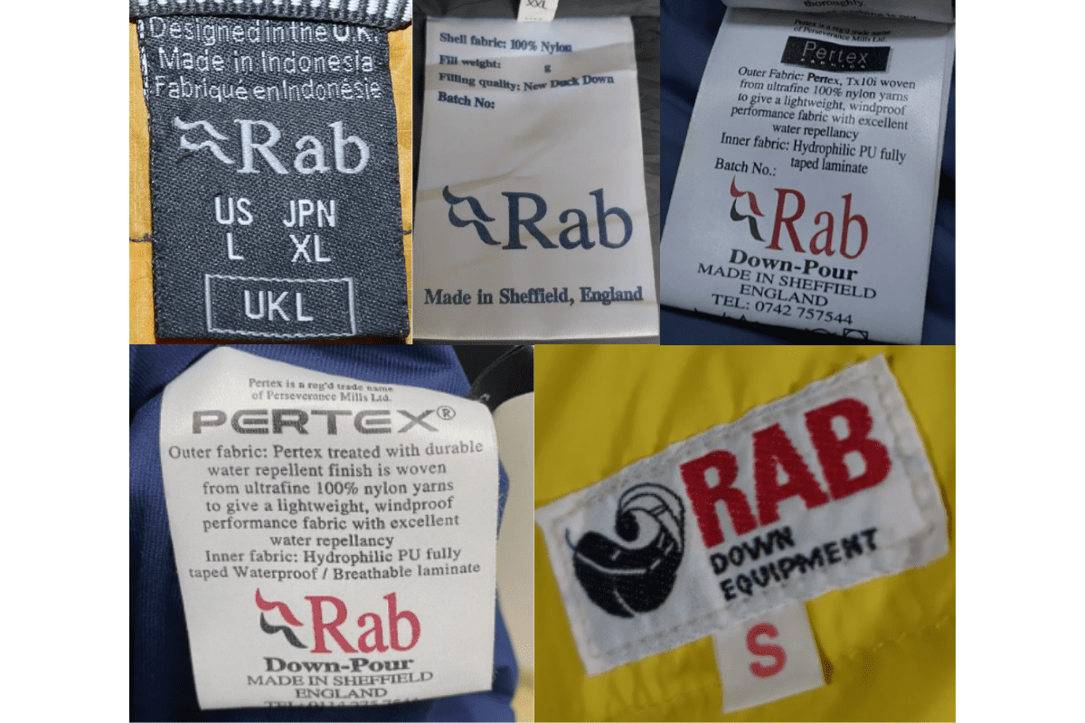 1990s vintage Rab tags label