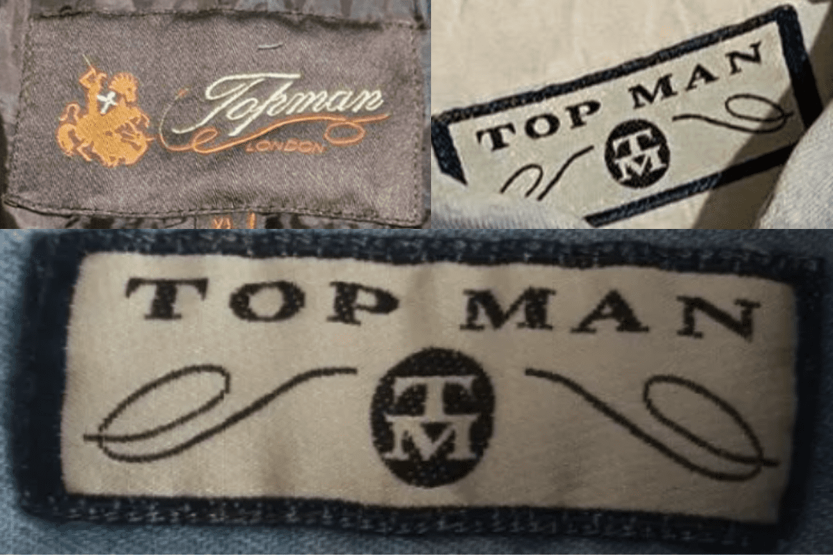 1980s vintage Topman tags label