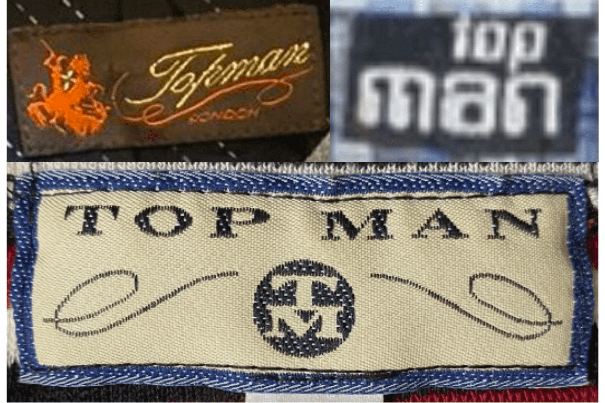 1990s vintage Topman tags label