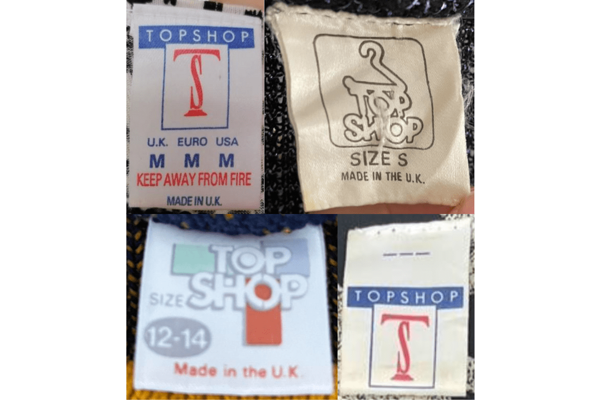 1980s vintage Topshop tags label