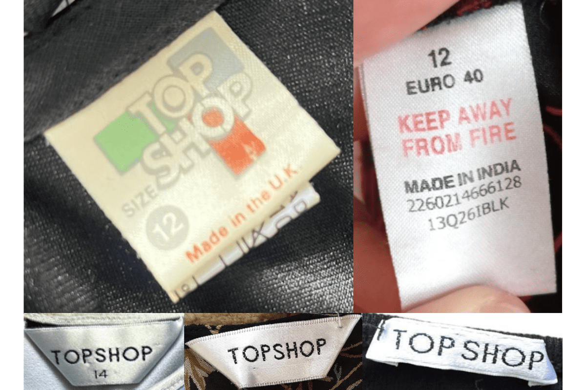 1990s vintage Topshop tags label