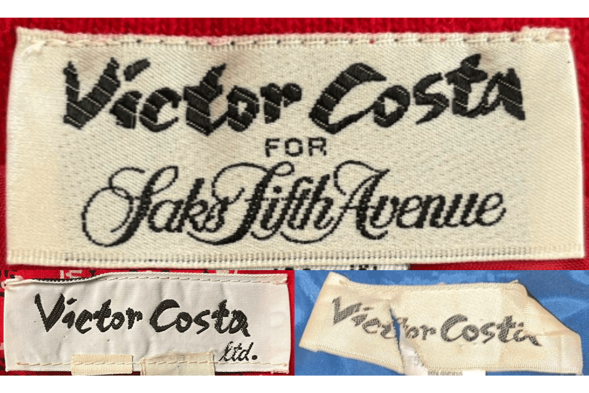 1970s vintage Victor Costa tags label