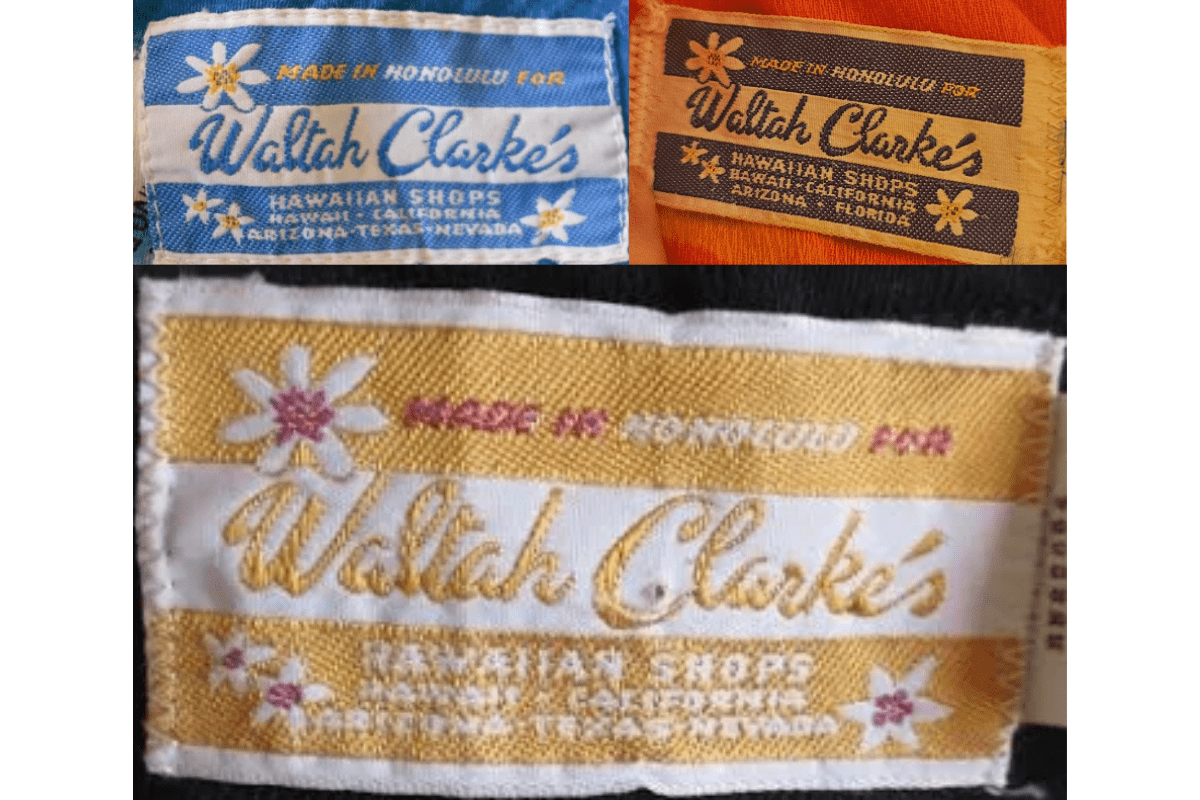 1970s vintage Waltah Clarke’s tags label