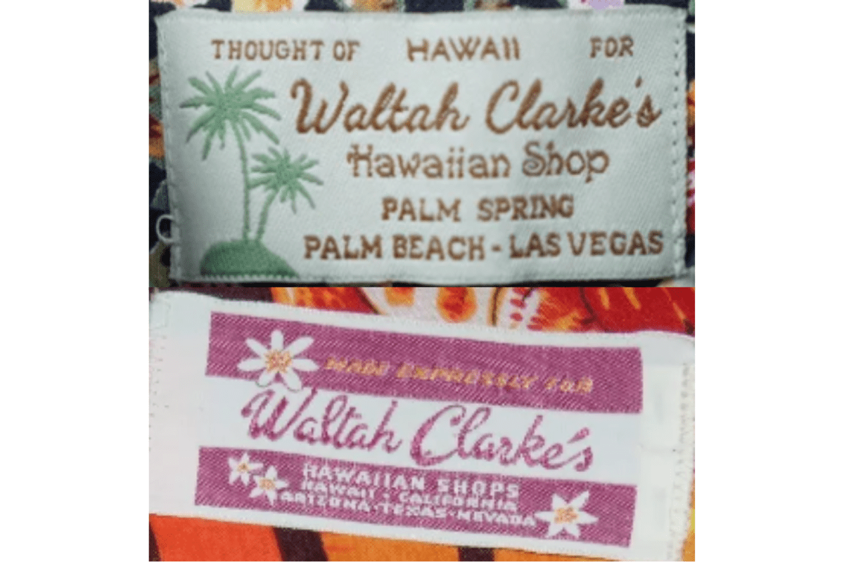 1980s vintage Waltah Clarke’s tags label